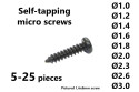 MS1 - Self-tapping micro screws Ø1.0-3.0mm, 5 or 25 pcs