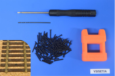 Track screwing kit HO, screws 1,2x10mm, 100pcs + accessories